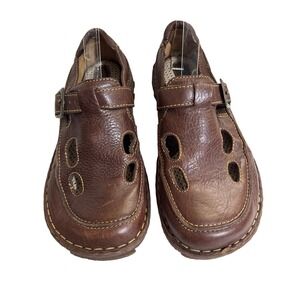Born Brown Leather Clogs Monk Strap Fisherman Y2K Mules W61051 Womens 10/42